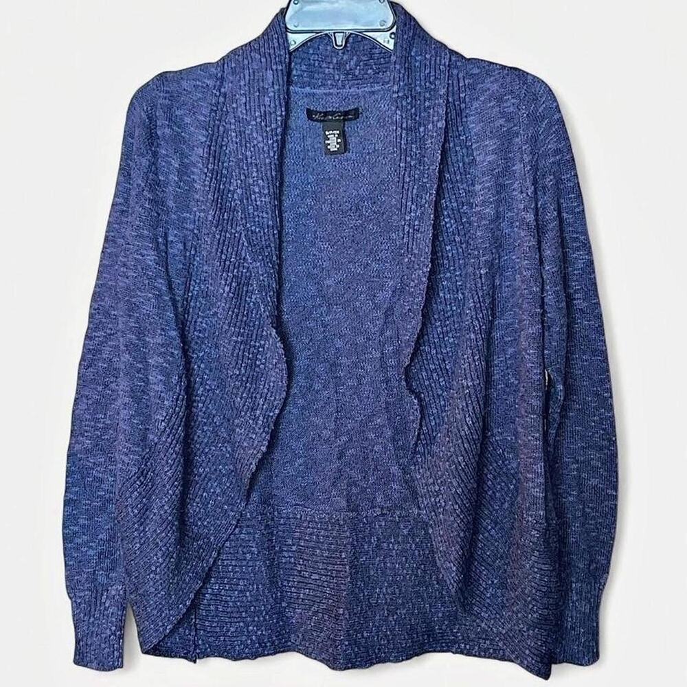Kenneth Cole Navy Open Front Cowl Draped Long Sleeve Cardigan - Size S